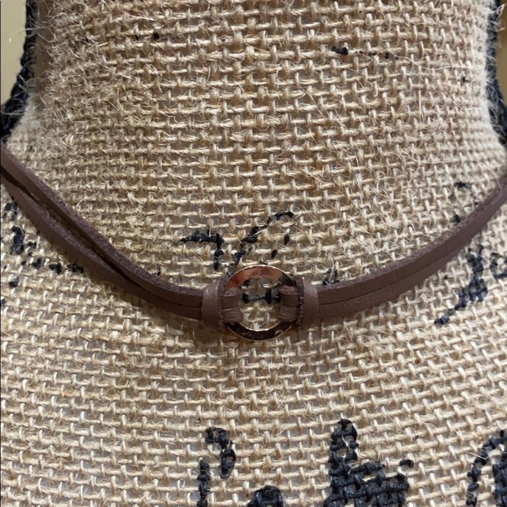 Brown suede & gold loop adjustable choker